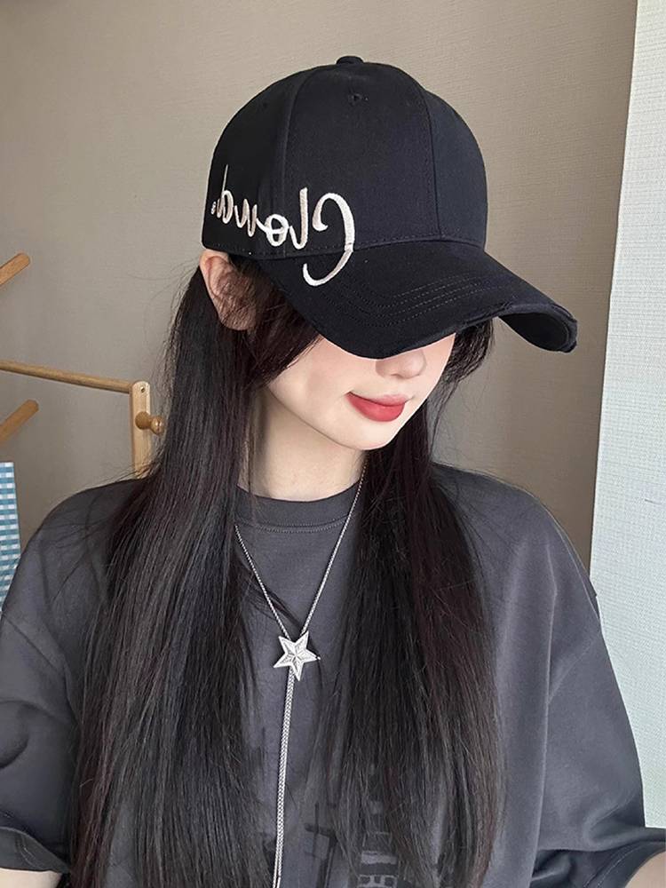 The black hard-on duck cap girl with the lettered baseball cap male embroidered to protect the sun 2024