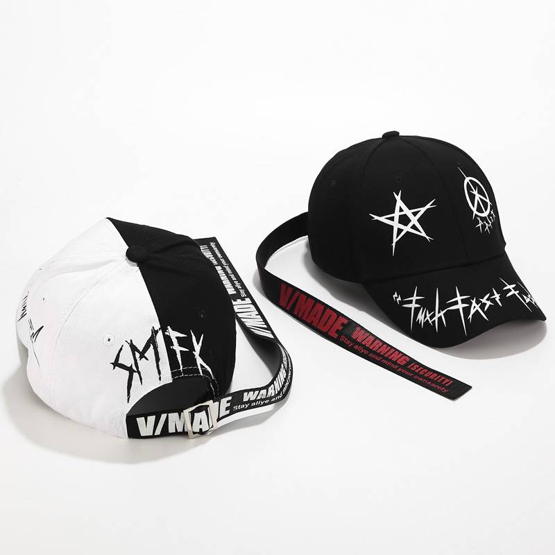 Hat men's trend Korean version of tide brand baseball hat Student casual wild hip hip hat street personality black and white peaked hat