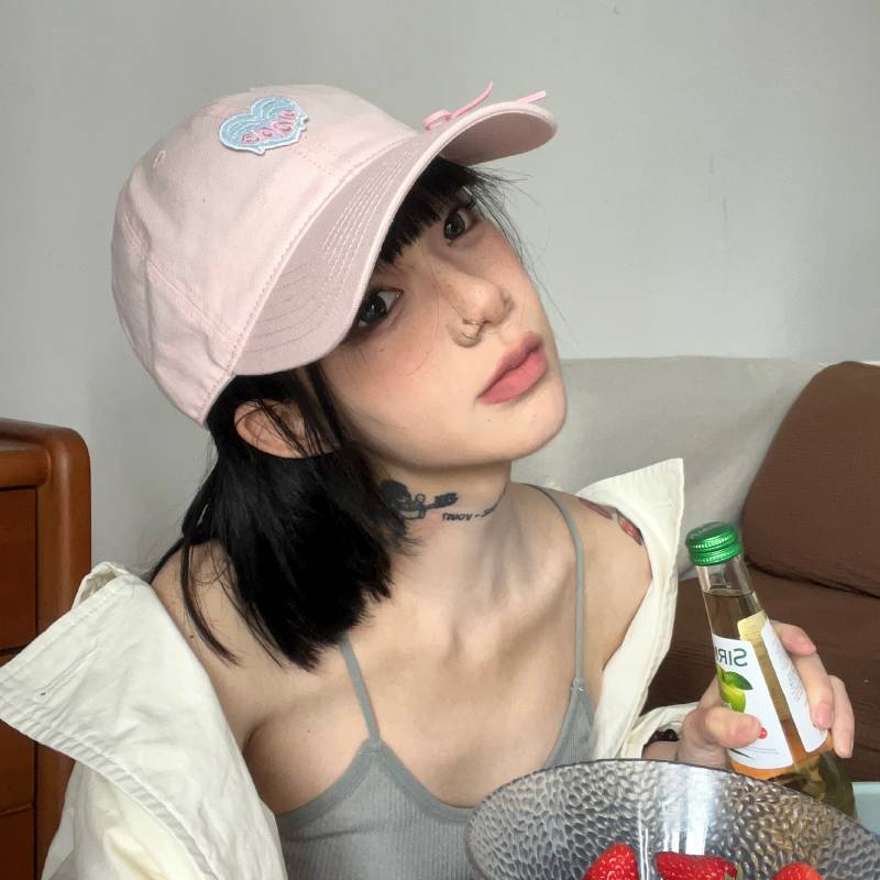 OLA VOCE Original Love Embroidery Muck Hat Female Bow Soft Girl Baseball Hat Duopamine Mint Green Hat