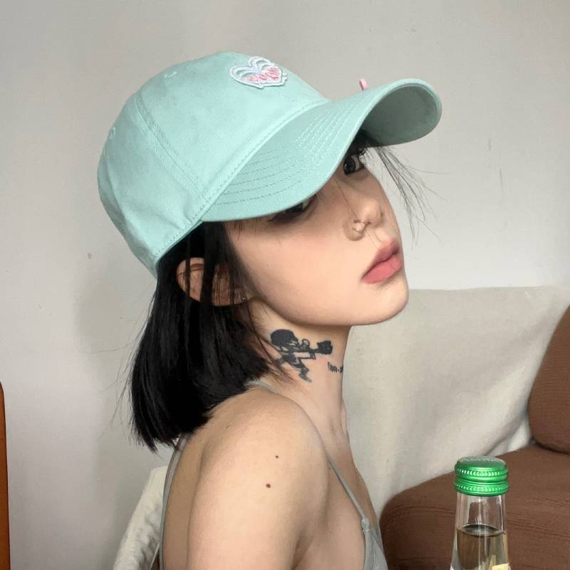 OLA VOCE Original Love Embroidery Muck Hat Female Bow Soft Girl Baseball Hat Duopamine Mint Green Hat