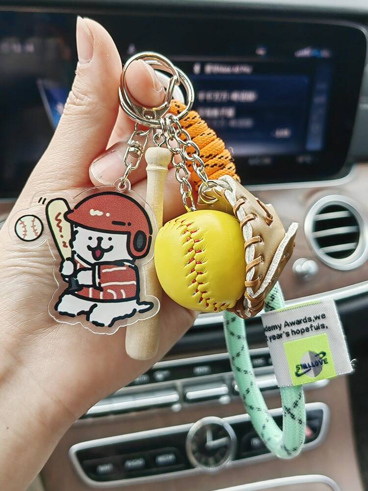 Cartoon puppy love to play badminton volleyball tennis basketball ping -pong keychain cartoon cute schoolbag couple pendant
