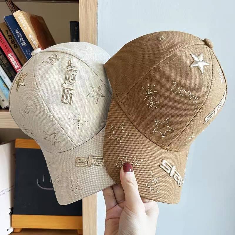 Hat spring and summer hard top baseball hat female embroidered couple versatile casual sunscreen sun showing face little little tongue hat male
