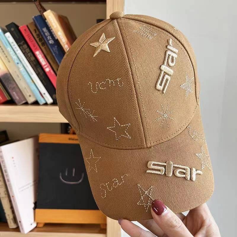 Hat spring and summer hard top baseball hat female embroidered couple versatile casual sunscreen sun showing face little little tongue hat male