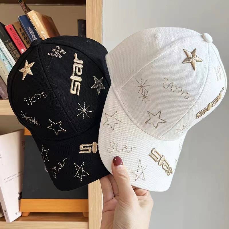 Hat spring and summer hard top baseball hat female embroidered couple versatile casual sunscreen sun showing face little little tongue hat male