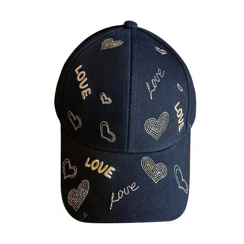 Hat spring and summer hard top baseball hat female embroidered couple versatile casual sunscreen sun showing face little little tongue hat male