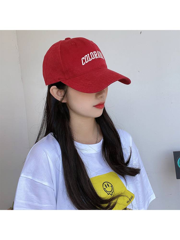 Deep -top wine red peaked hats big head circumference face faces, small sunshine, American baseball hat 2024 new A005