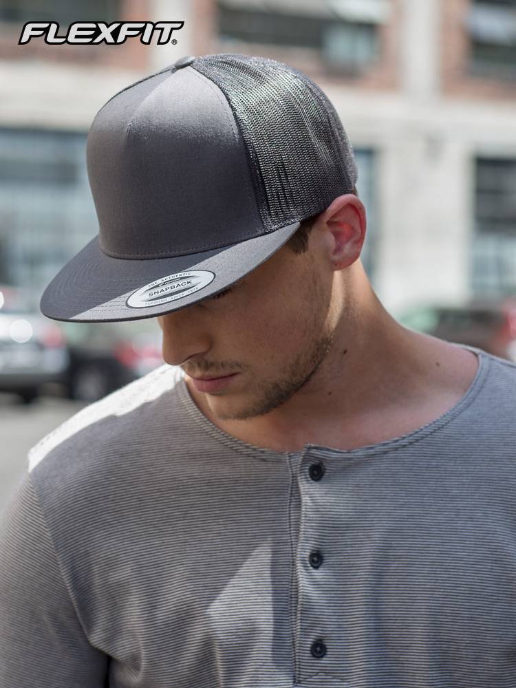 Flexfit Men's Beauty imported sunscreen baseball cap Fleraphy -flat hat high top hard top five -piece hat flat net cap