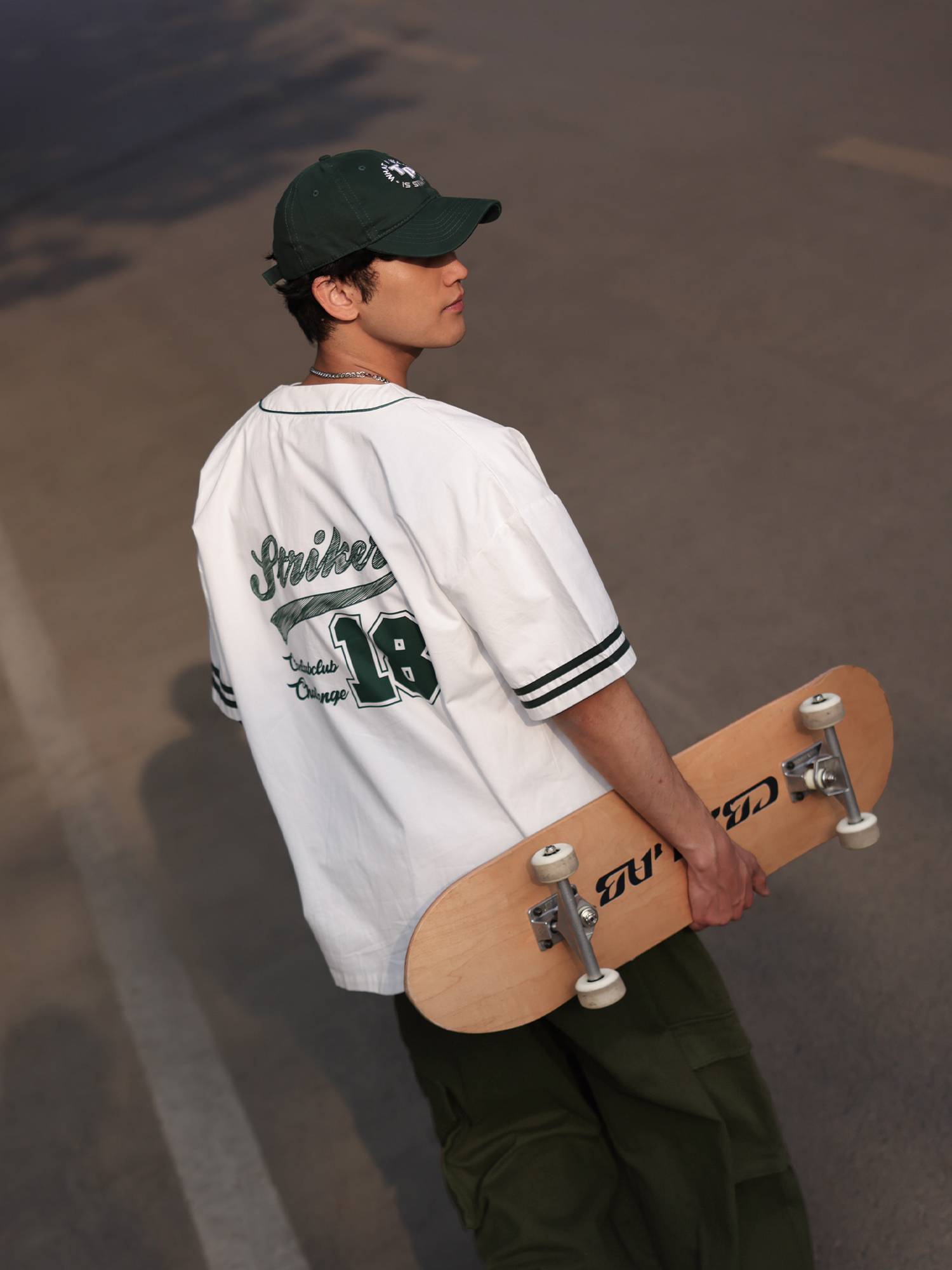 Cbxlab hip -hop brand men's white stitching hip -hop baseball summer American top dancing short sleeves on the street