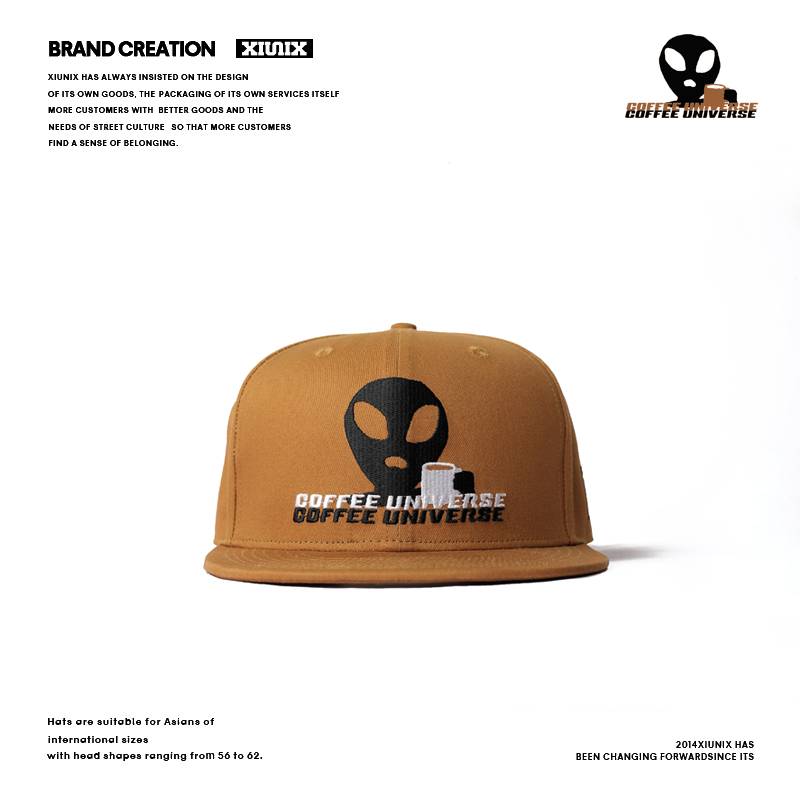 XIUNIX limited coffee coffee coffee alien embroidered flat -brimmed man baseball hat American hip -hop hat shading