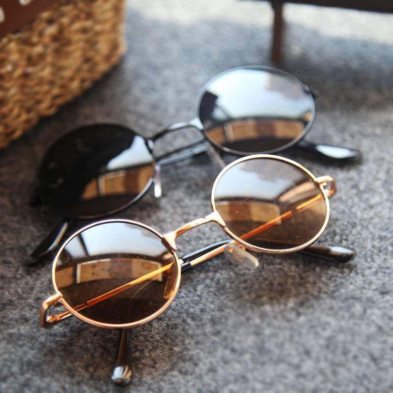 Children's sunglasses Children, baby, retro metal small circular sunglasses cute boy cute little glasses trendy girl