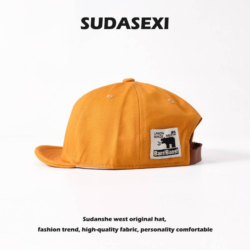 Japanese designer cloth label short -brimmed hats Personalized workers American peaked hats men and women summer shade baseball hats