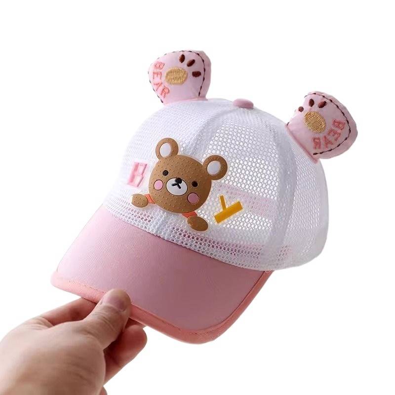 Children's sunscreen hats Summer boy sun hat Baby hat Outdoor boy peaked cap network grid sun hat baseball