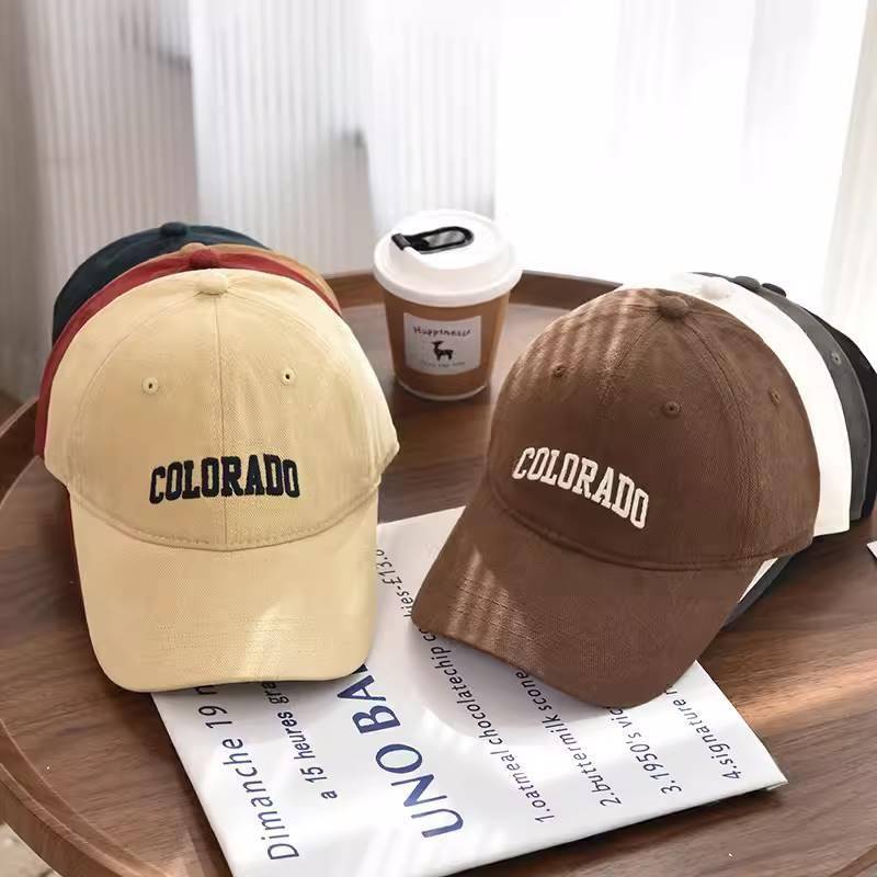 American letter embroidery soft top peaked hat Men and female students Korean casual versatile face faces little couple baseball cap