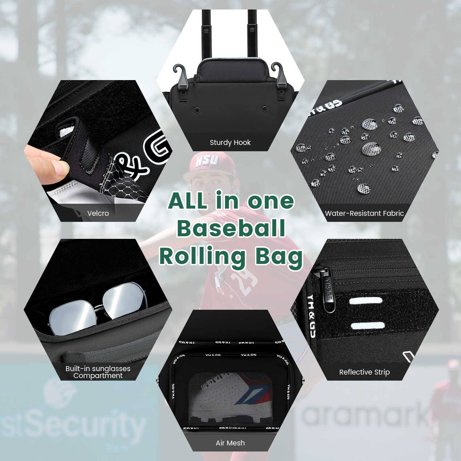 Wheelbags with fence hooks are used for light baseball tie boxes with baseball and equipment with shoe warehouses