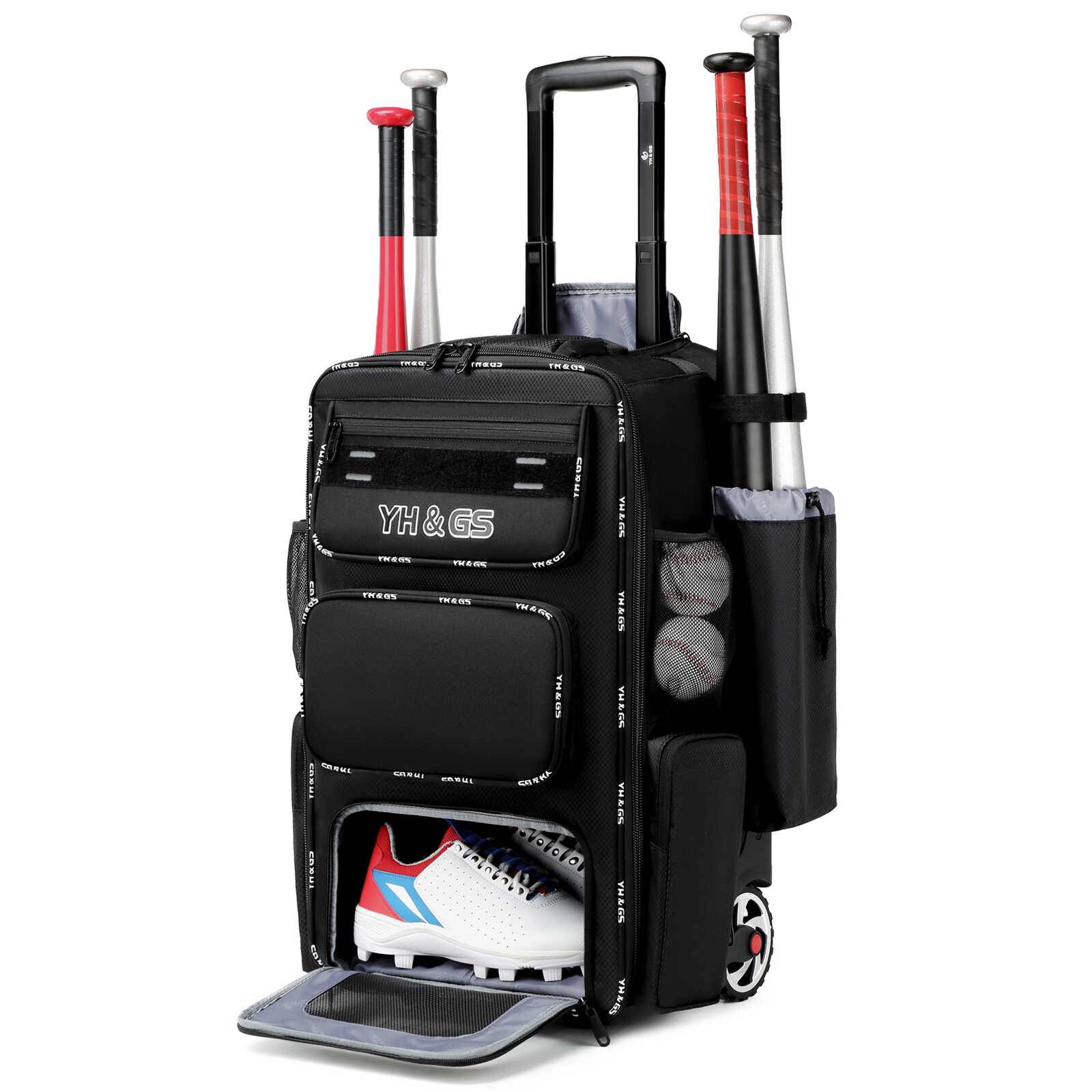 Wheelbags with fence hooks are used for light baseball tie boxes with baseball and equipment with shoe warehouses