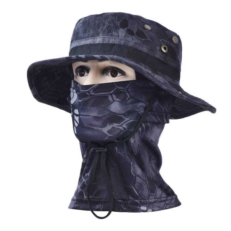 Round -edge hat set (black python pattern) Give ice sleeve