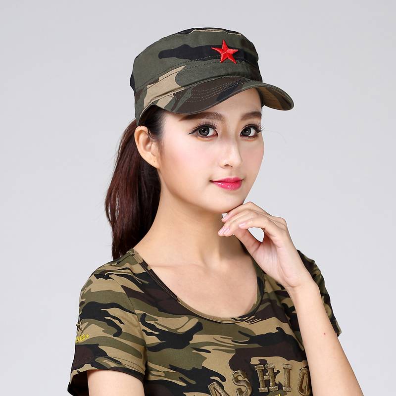 Outdoor versatile casual hat Men and women camouflage flat hat Five -star embroidered peaked peaked cap all -cotton sunshade baseball hat summer