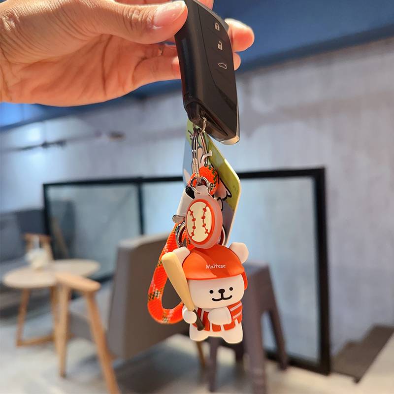 Niche genuine sports badminton baseball line puppy key stick female cute couple refined schoolbag small hanging jewelry