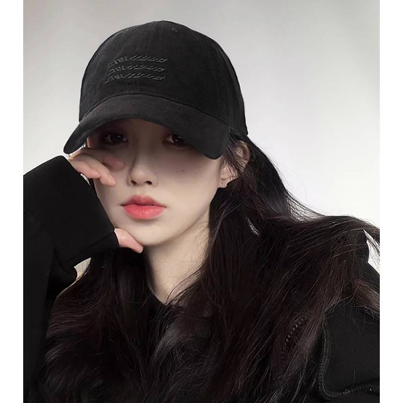 Baseball hat female 2024 new retro water washing hair sunscreen peaked hats Korean versatile big head enclosure hat summer