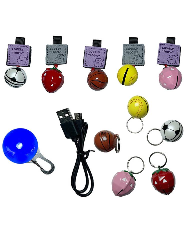 Dog luminous flash hanging light charging defense loss accidental walking dog pendant lights Ding Dong dog ringing pet bell