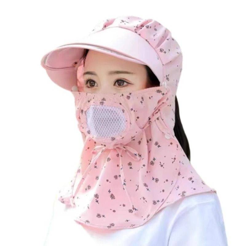 New summer sunscreen hat, windproof and dustproof face, face -to -face female riding shelter hats outdoor tea hats big hat