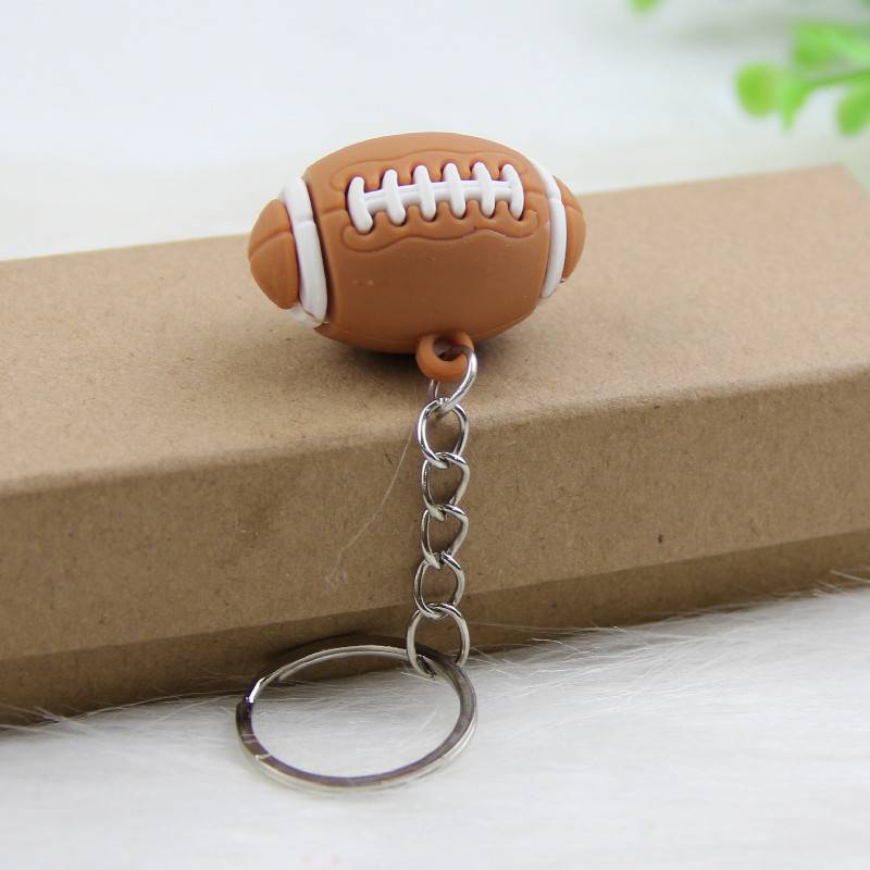Simple keychain soft glue rugby