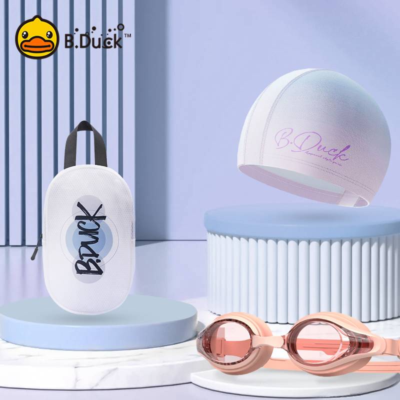 2107 swimming cap+pink swimming mirror+swimming bag
