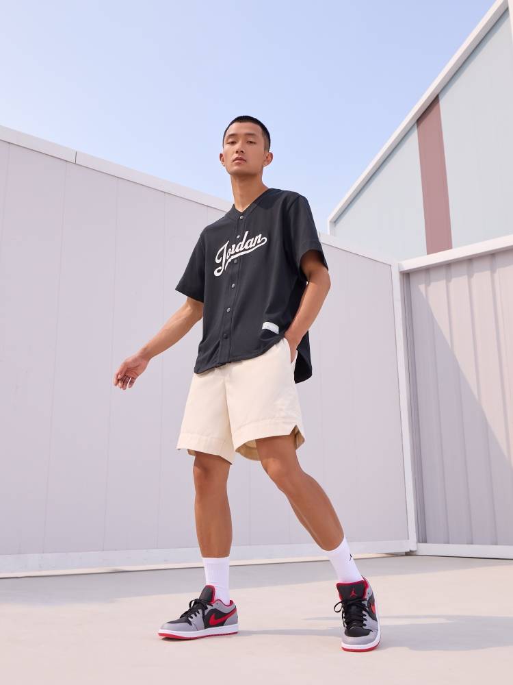 Jordan official Nike Jordan men's baseball top summer new baseball uniform loose cotton stitching FN4664