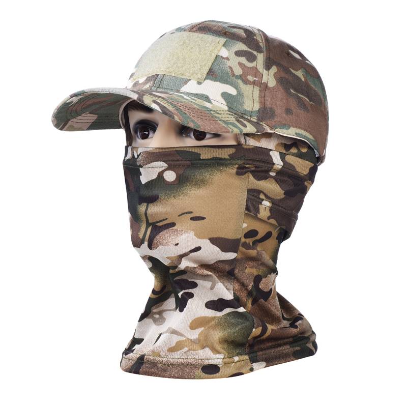 Baseball cap mask UV outdoor sports climbing wild camp fishing sunscreen full face set men's tactical peaked cap