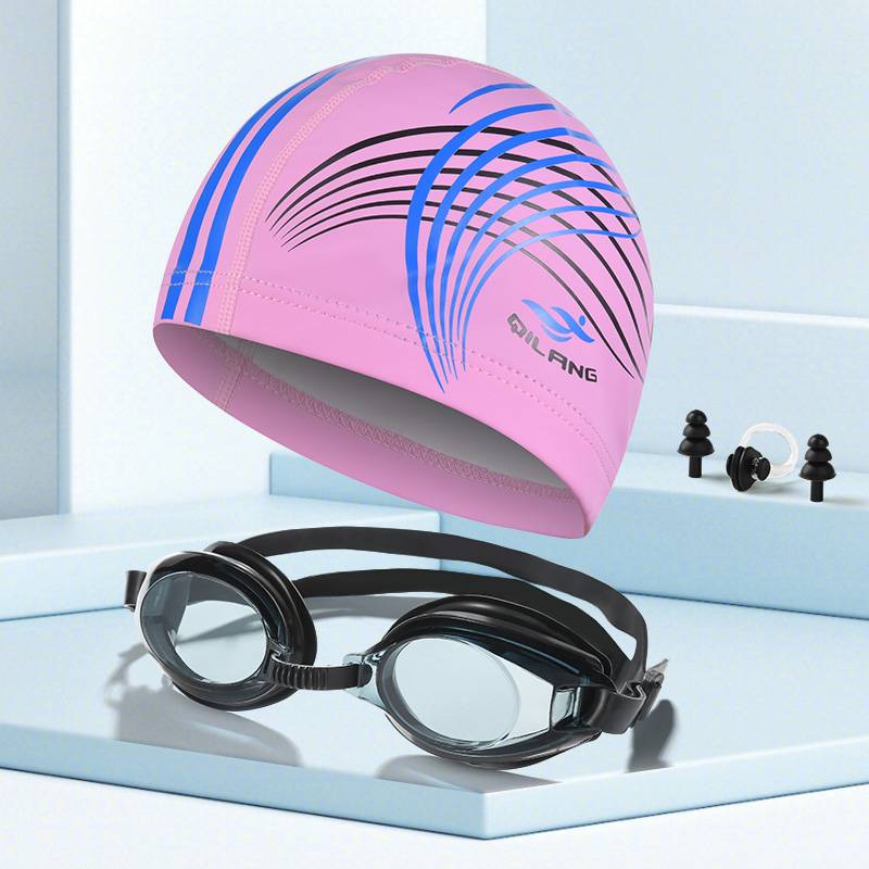 M016-pink [swimming cap+swimming mirror+nasal tunnel]