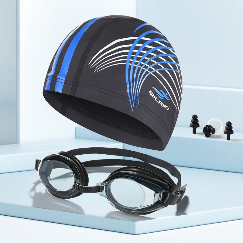 M016-Black [Swimming Hat+Swimming Mirror+Nasal Schola]