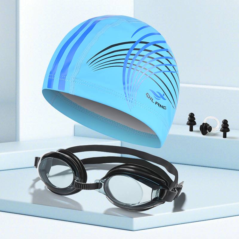 M016-Lake Blue [Swimming Hat+Glipper+Nasal Schola]