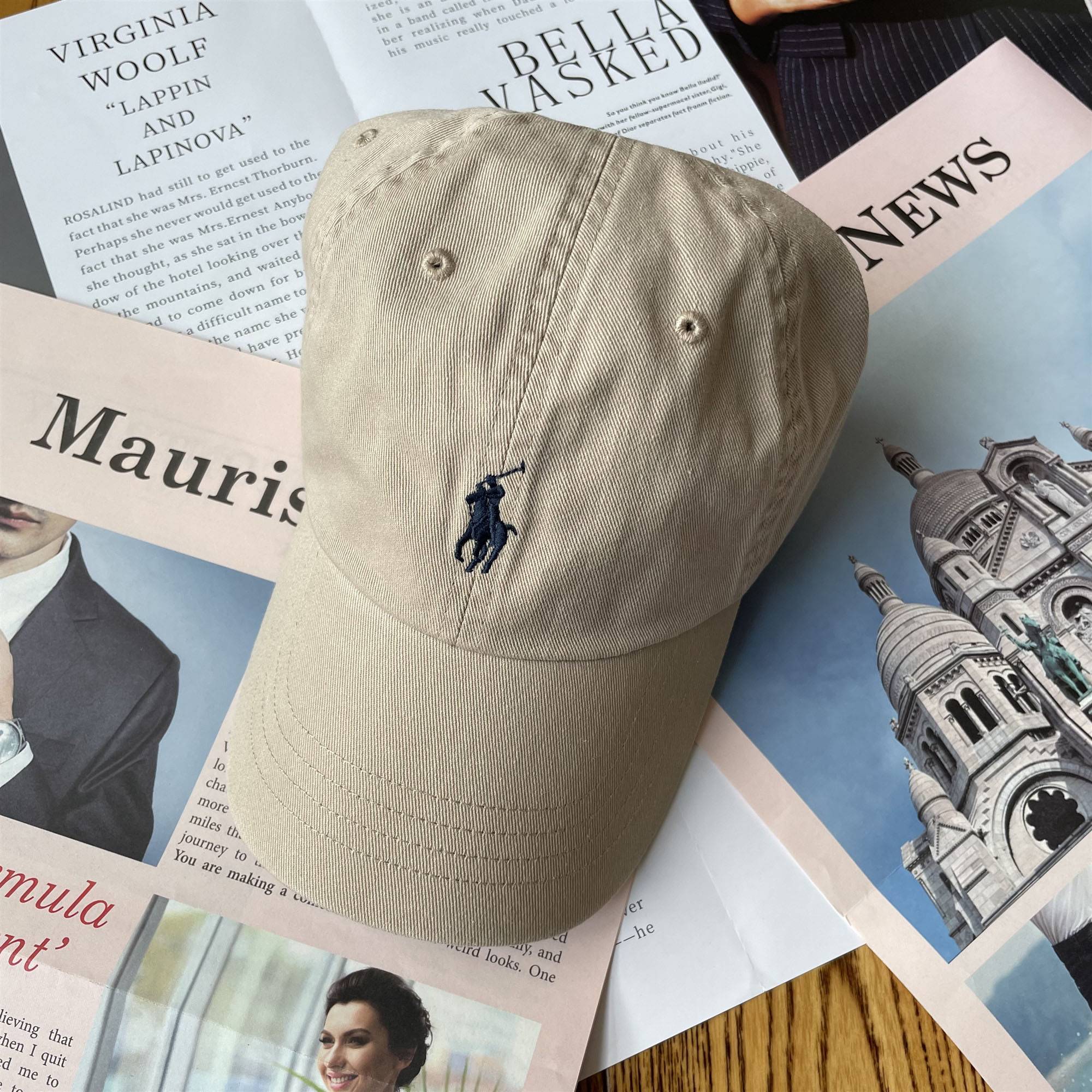 Khaki blue label