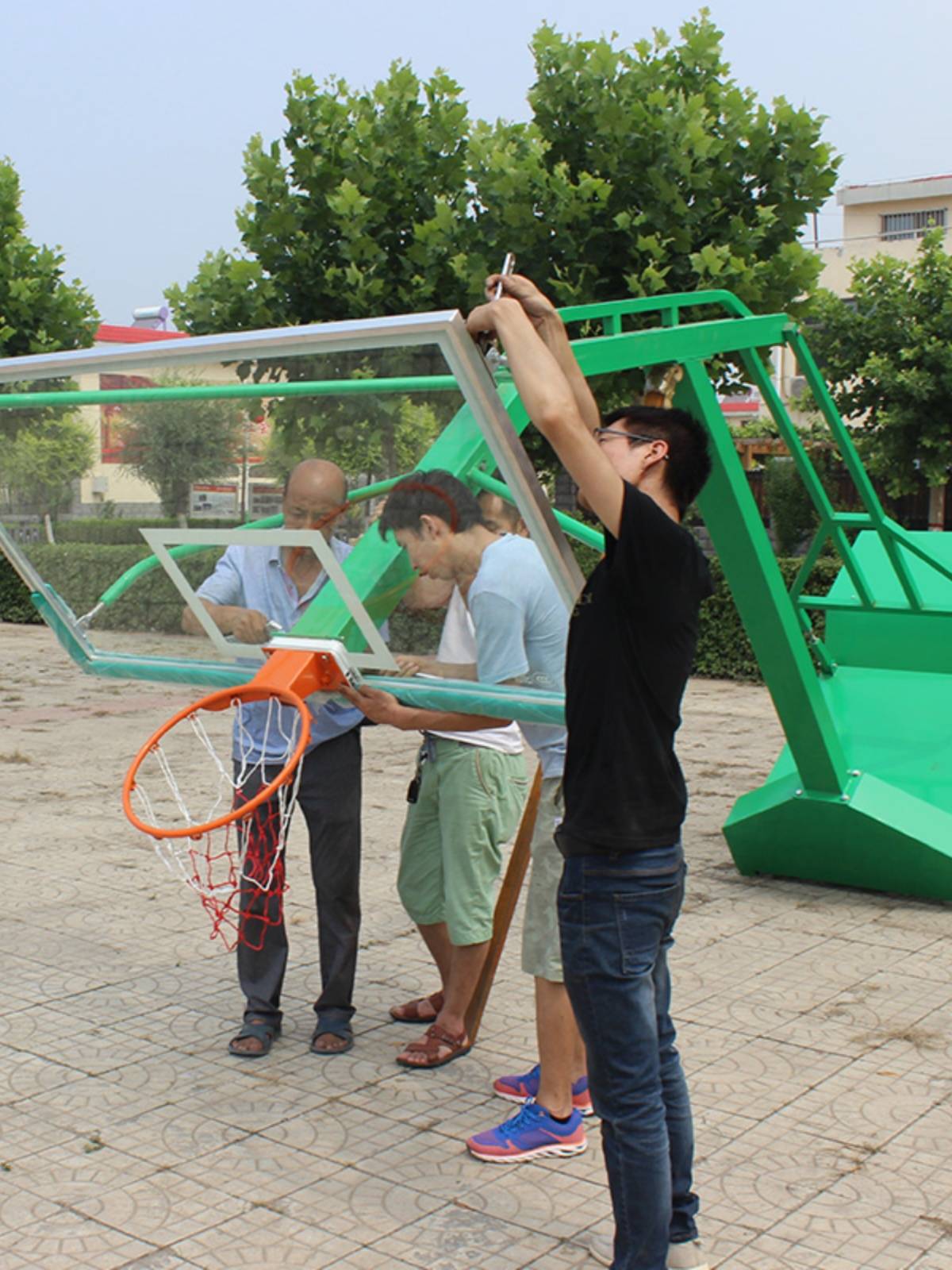 Venture Basketball frame shooting frame can move outdoor outdoor rack home blue ball adult rural land burial
