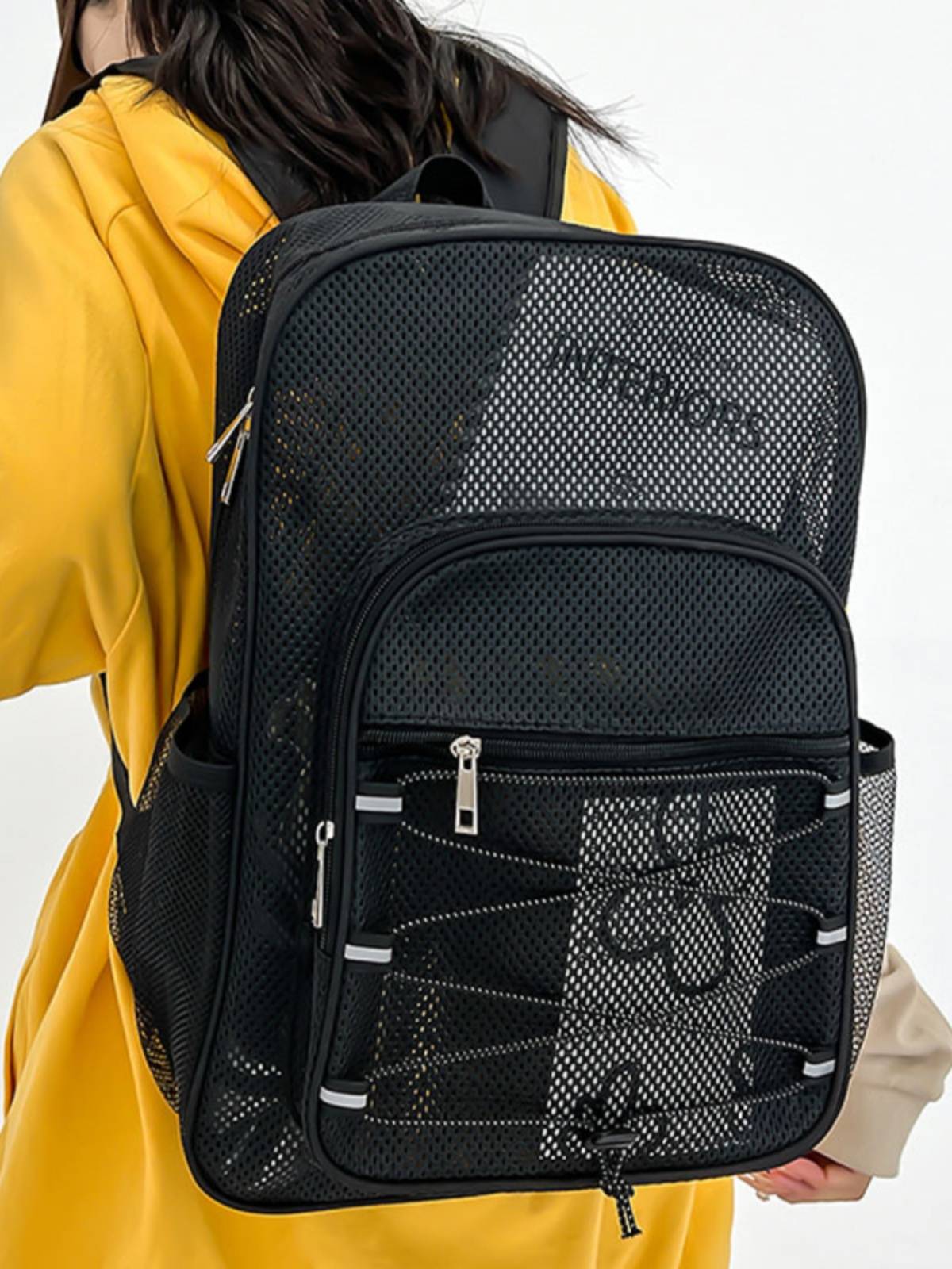 Transparent net eyes, double-shouldered high school girls' schoolboys' school bags, men's large-capacity swimming and gymnastics