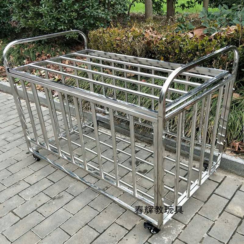 Stainless steel ball rack kindergarten ball thickened basketball storage rack mobile setting ball basketball basket folding ball
