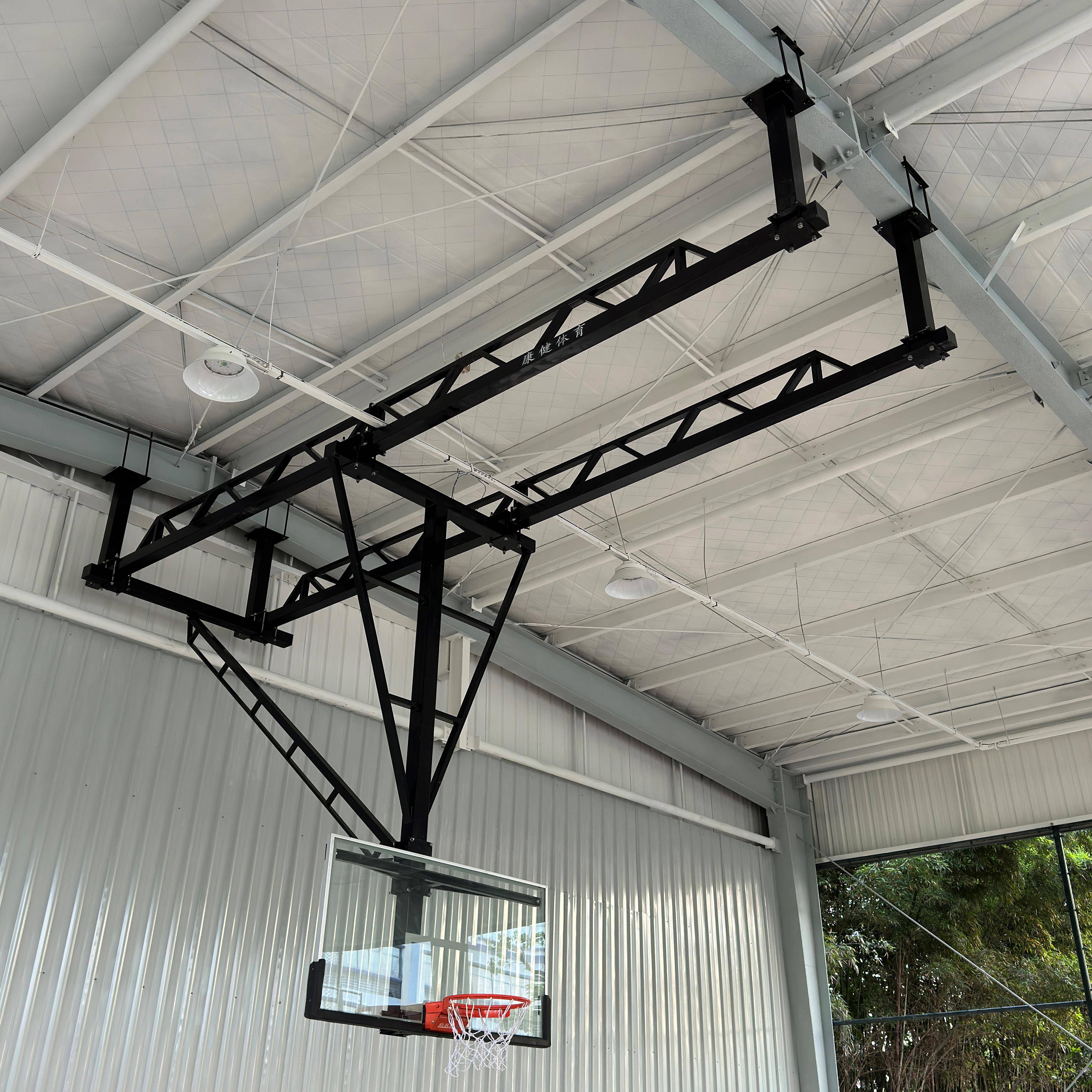 Luxury ceiling electric folding lift basketball rack nationwide door -to -door measurement