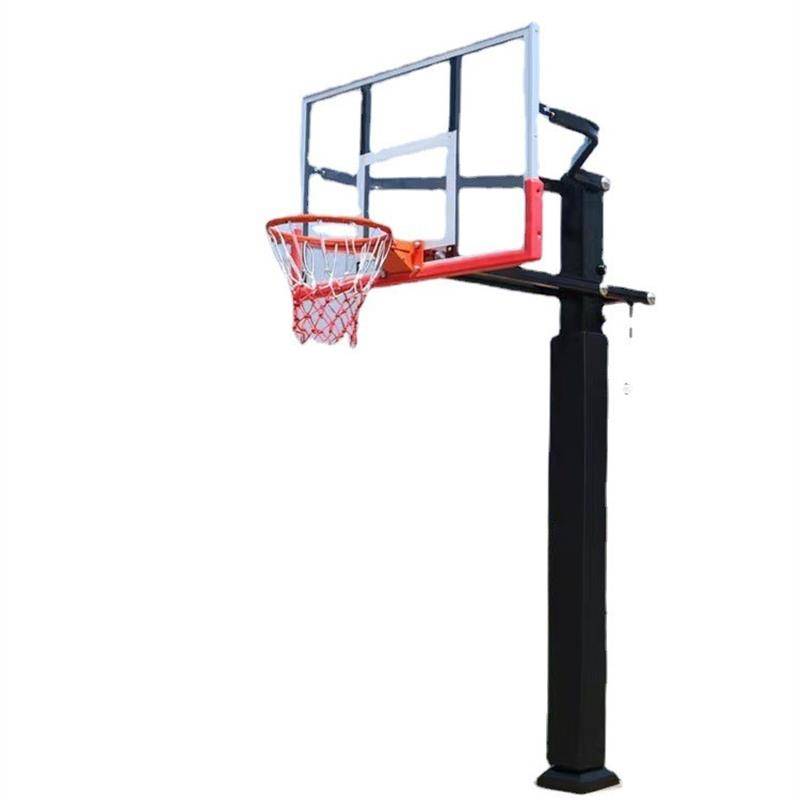 Buried square pipe basketball rack school adult stand -up professional fixed training basketball rack manufacturer