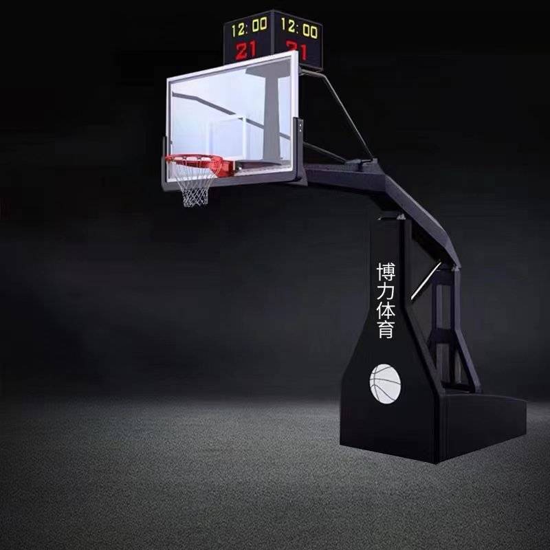 Enjoy the manual hydraulic basketball rack