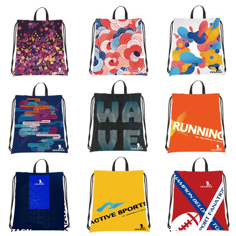 Zackpack commemorative sports waterproof Oxford cloth pocket backpack twitch rope backpack custom print logo