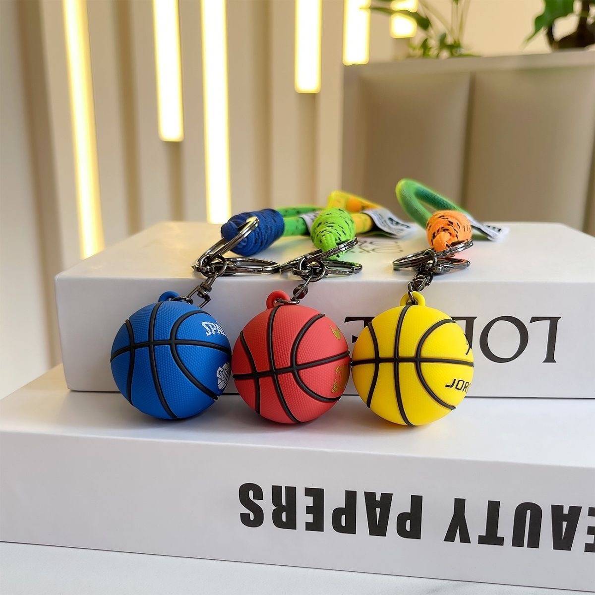 Basketball keychain cartoon cartoon cute simulation basketball car key Student schoolbags, pendant, creative gift wholesale
