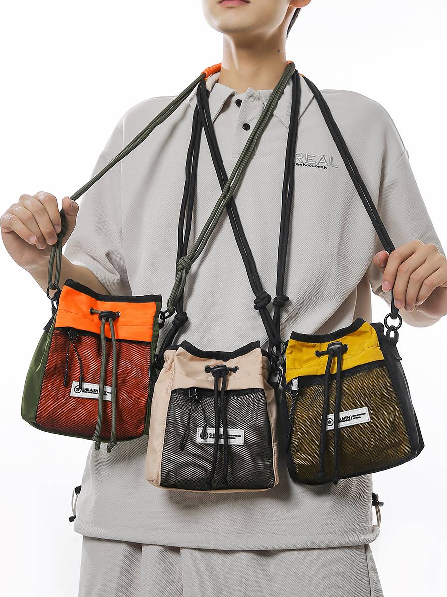 INS tide brand small shoulder bag men's functional fitting bag messenger bag boys student trend sports shoulder shoulder small backpack