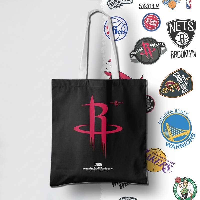 NBA Basketball Team Canvas Bag Rocket Warriors Lakers Bidding Bags Environmental Shoulder Bag Large -capacity Shopping Bag