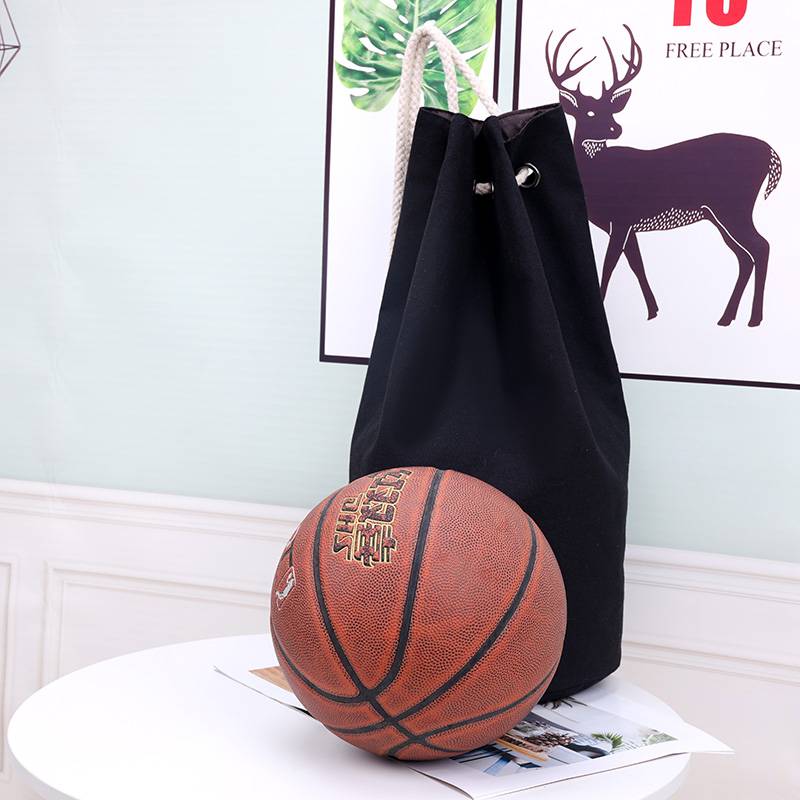 New solid color canvas basketball bag bucket backpack men's and women's training bags pumping rope beam eloquent eloquence sports bag large capacity