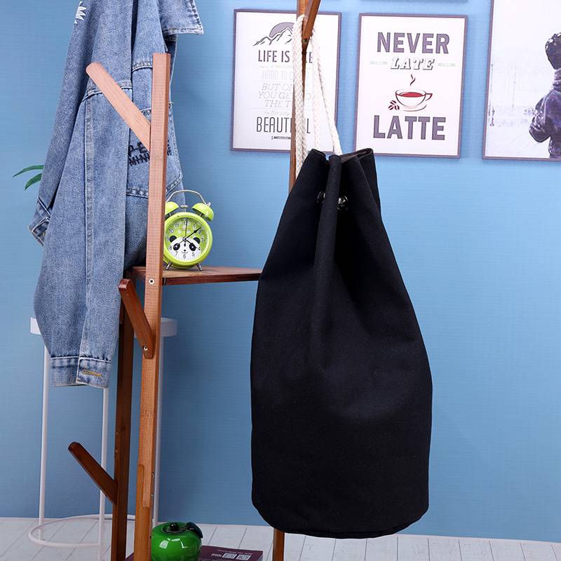 New solid color canvas basketball bag bucket backpack men's and women's training bags pumping rope beam eloquent eloquence sports bag large capacity