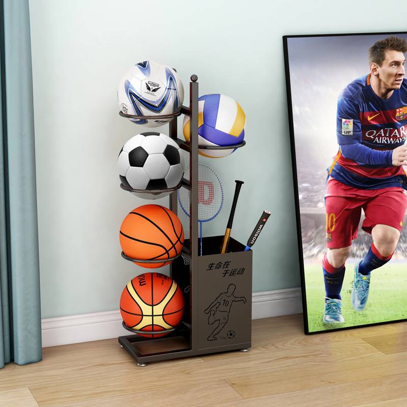 Showcasing of the kindergarten displays of football basketball for children in indoors