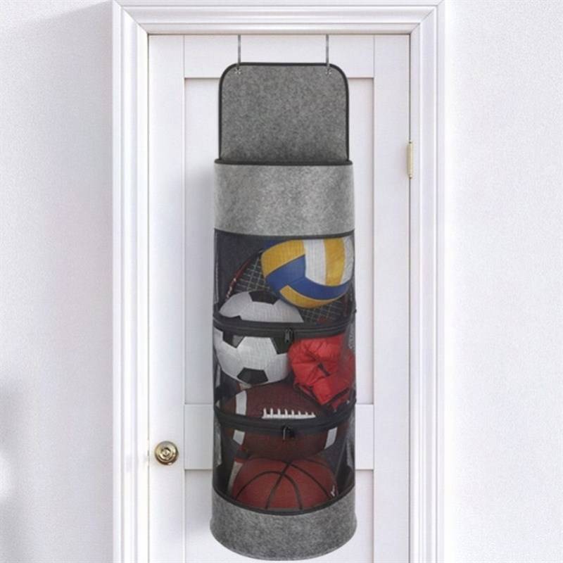 Basketball storage bag net pocket children's family wall -mounted ball hanging ball storage layer setting ball bag home storage football row