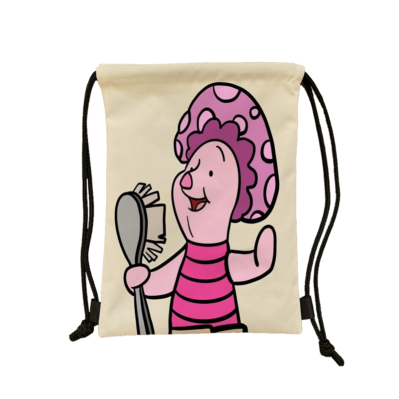 F new waterproof cartoon cute little pig print series neat bag large -capacity drawing rope bouquet basketball bag