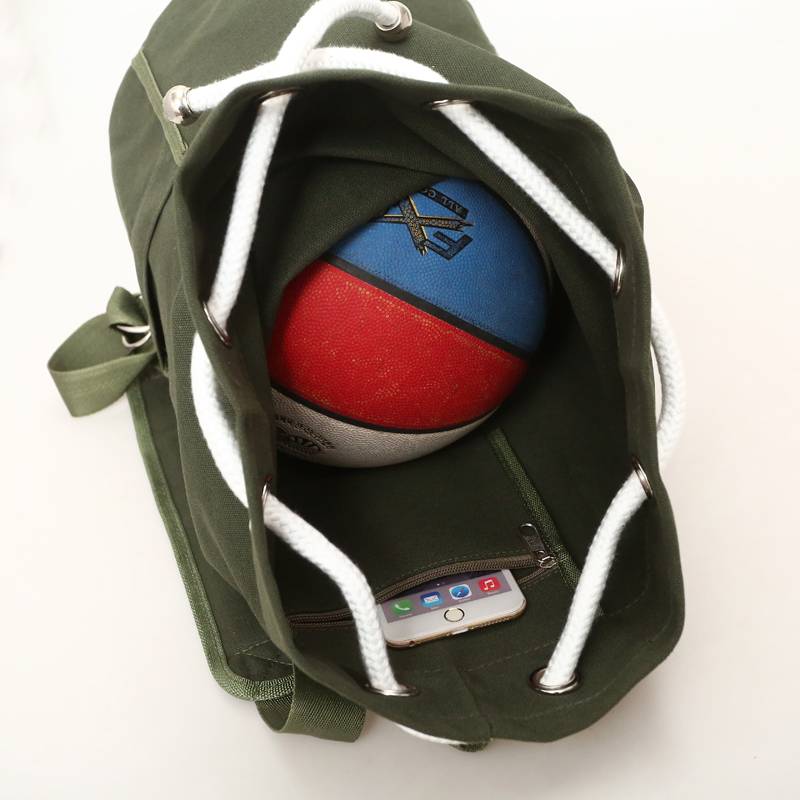 2022 new tide canvas bag men's bag bucket bag backpack sports large -capacity fitness bag bucket basketball bag