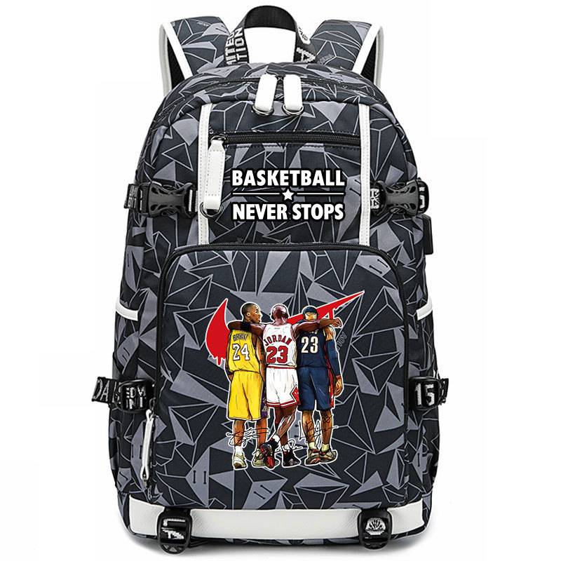 AJ Jordan Lakers Jameski Kobe schoolbag Large -capacity Flying Renmo Backpack Men's and Women Middle School Student Basketball
